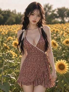 Cottage Garden Strolls blooming floral halter skirted romper playsuit